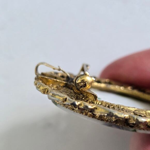 Vintage Rose Brooch Pendant Antiqued Gold Tone Filigree Cottagecore Victorian - Picture 7 of 9